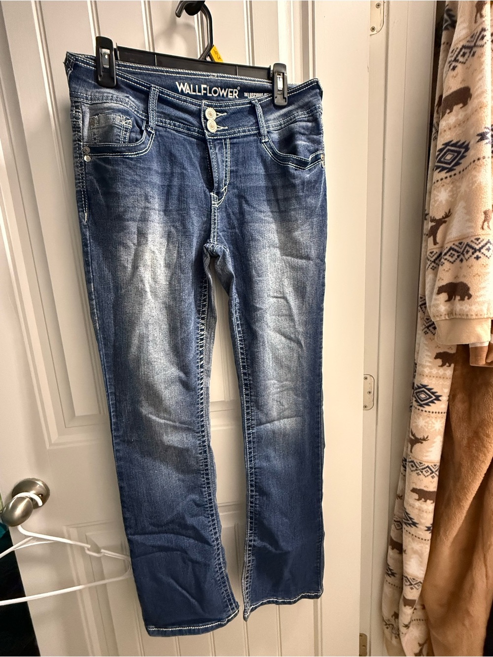 Wallflower Women's Faded Blue Flare Jeans
